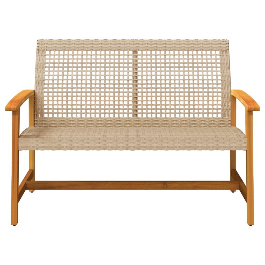 Banc de jardin beige 112 cm résine tressée et bois d'acacia