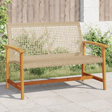 Banc de jardin beige 112 cm résine tressée et bois d'acacia