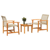 Ensemble de bistro 3 pcs beige résine tressée et bois d'acacia