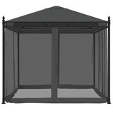 Tonnelle avec parois en filet anthracite 2,93x2,93 m acier