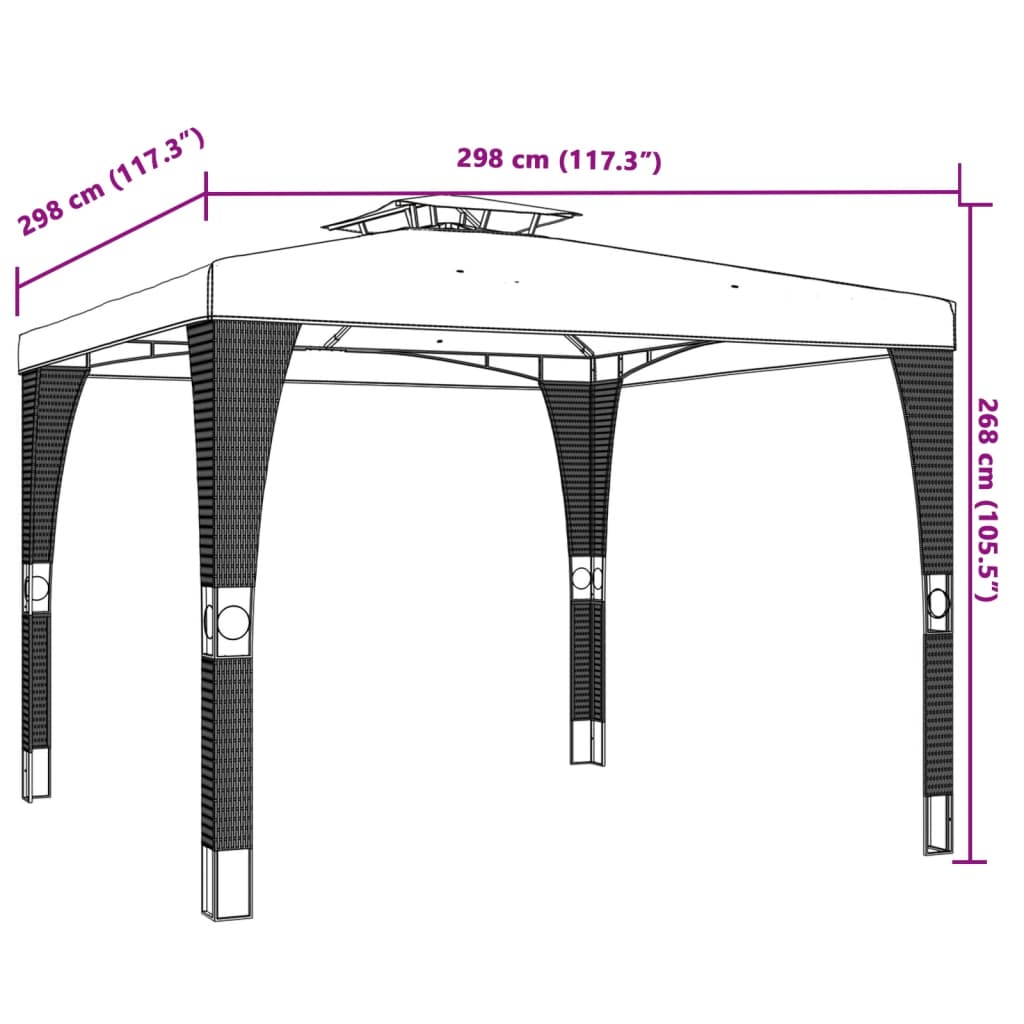 Double roof gazebo cream 2.98x2.98 m steel