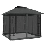 Gazebo with double roof and anthracite steel mesh walls