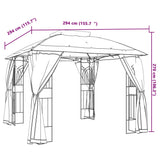 Gazebo with double roof and anthracite steel mesh walls