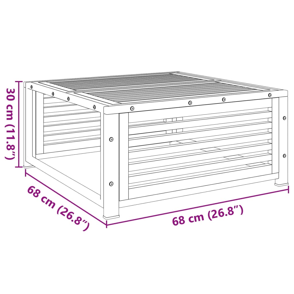 Table de jardin 68x68x30 cm bois massif d'acacia