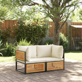 Garden corner sofa with cushions solid acacia wood