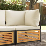 Garden corner sofa with cushions solid acacia wood