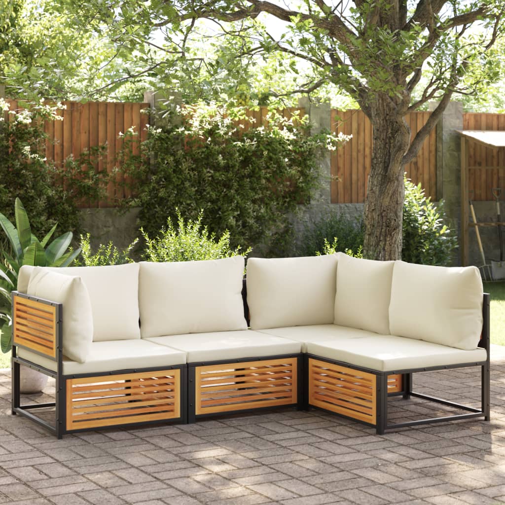 Garden sofa without armrests cushions solid acacia wood