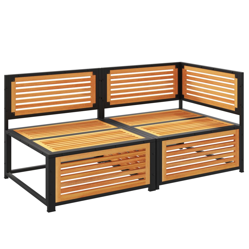 Gartensofa mit 2-Sitzer-Kissen aus massivem Akazienholz