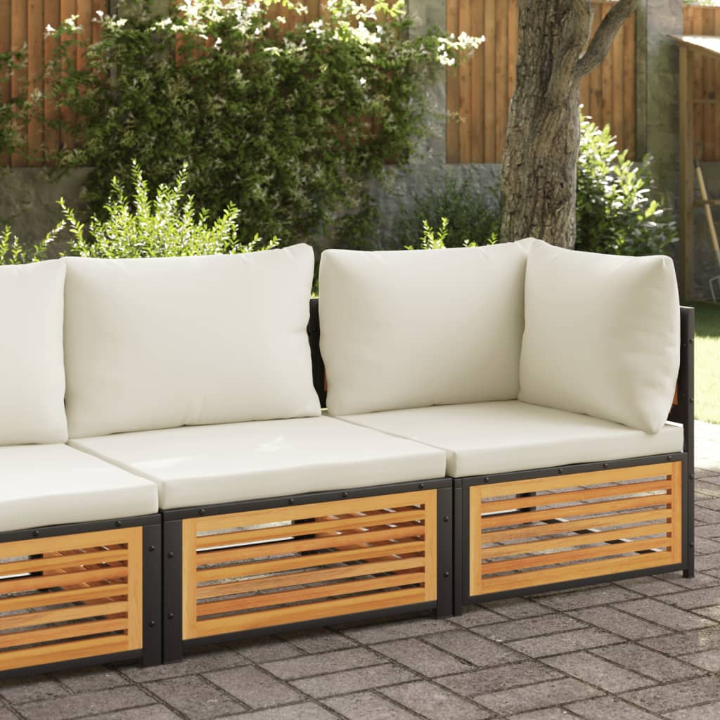 Gartensofa mit 2-Sitzer-Kissen aus massivem Akazienholz