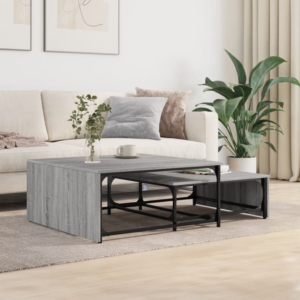 Nesting Coffee Tables 2pcs Sonoma Gray Engineered Wood Metal