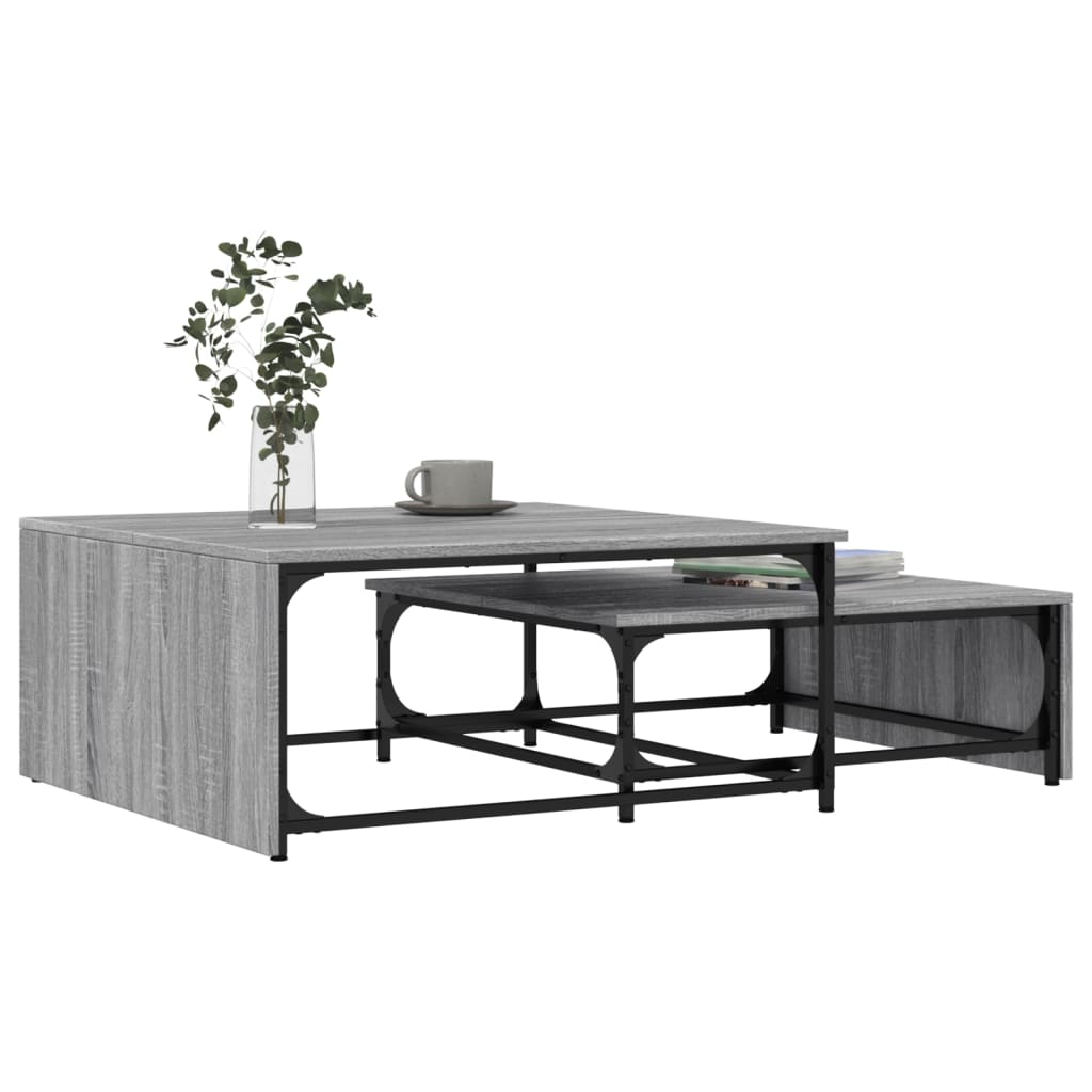 Nesting Coffee Tables 2pcs Sonoma Gray Engineered Wood Metal