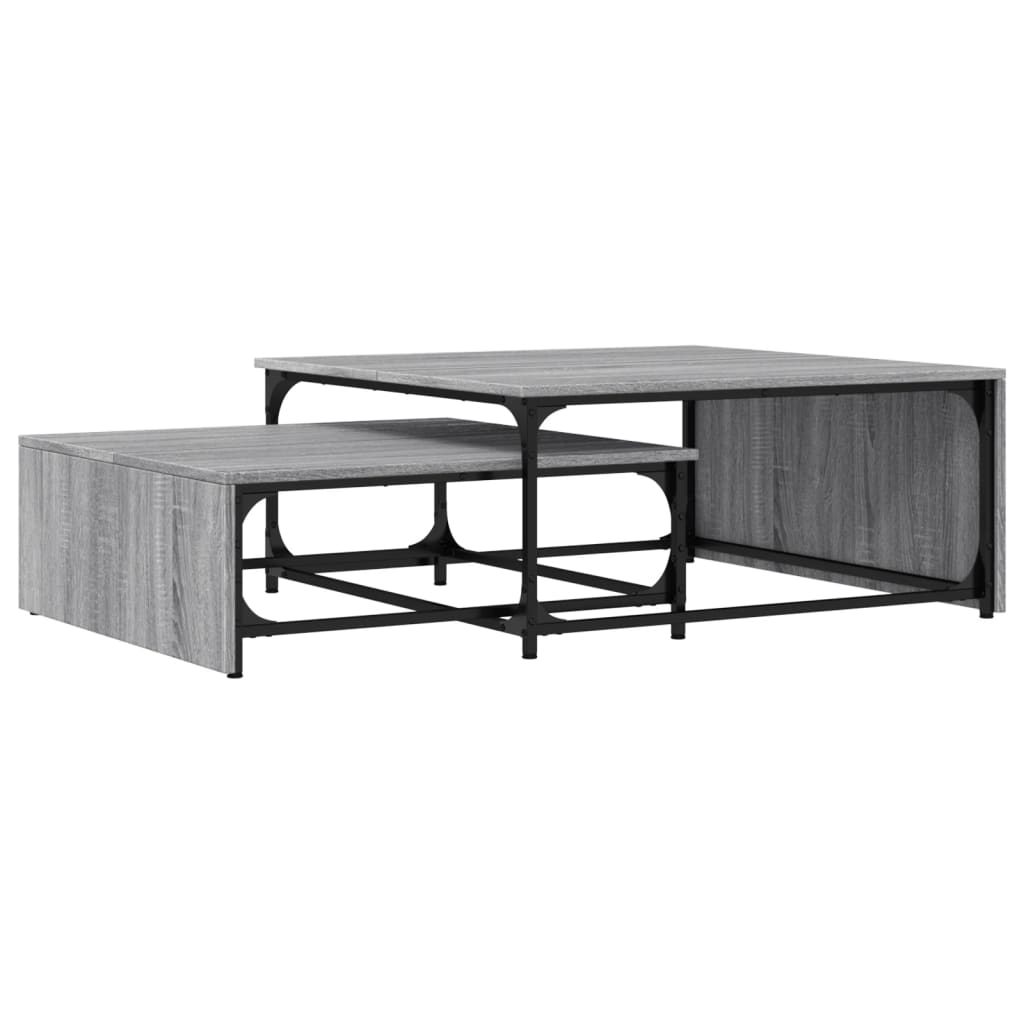 Nesting Coffee Tables 2pcs Sonoma Gray Engineered Wood Metal