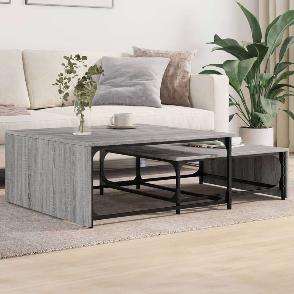 Nesting Coffee Tables 2pcs Sonoma Gray Engineered Wood Metal