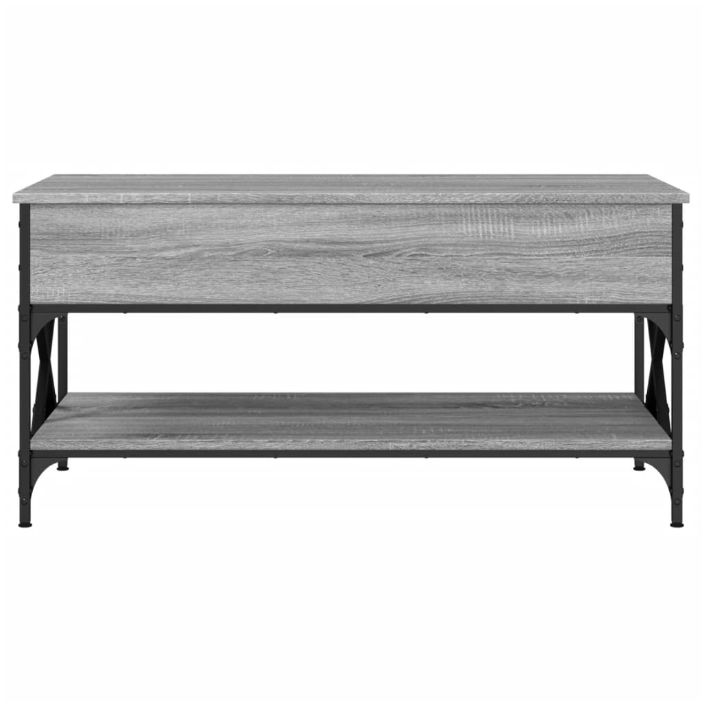 Sonoma grauer Couchtisch 100x50x50 cm aus Holzwerkstoff und Metall