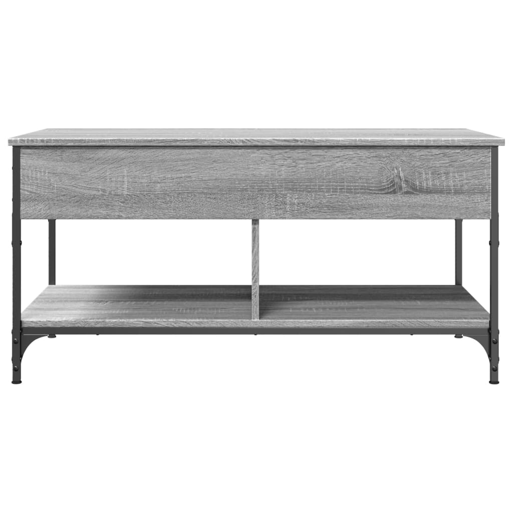 Sonoma grauer Couchtisch 100x50x50 cm aus Holzwerkstoff und Metall