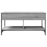 Sonoma grauer Couchtisch 100x50x50 cm aus Holzwerkstoff und Metall