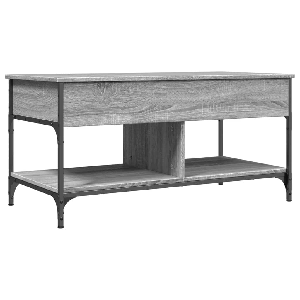 Sonoma grauer Couchtisch 100x50x50 cm aus Holzwerkstoff und Metall