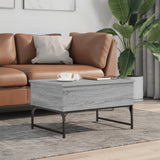 Sonoma grauer Couchtisch 70x50x40 cm aus Holzwerkstoff und Metall