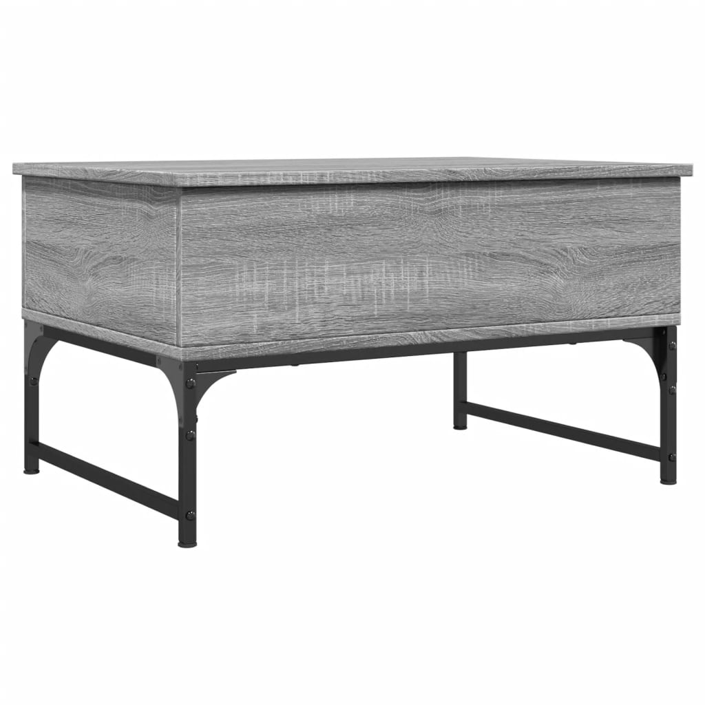 Sonoma grauer Couchtisch 70x50x40 cm aus Holzwerkstoff und Metall