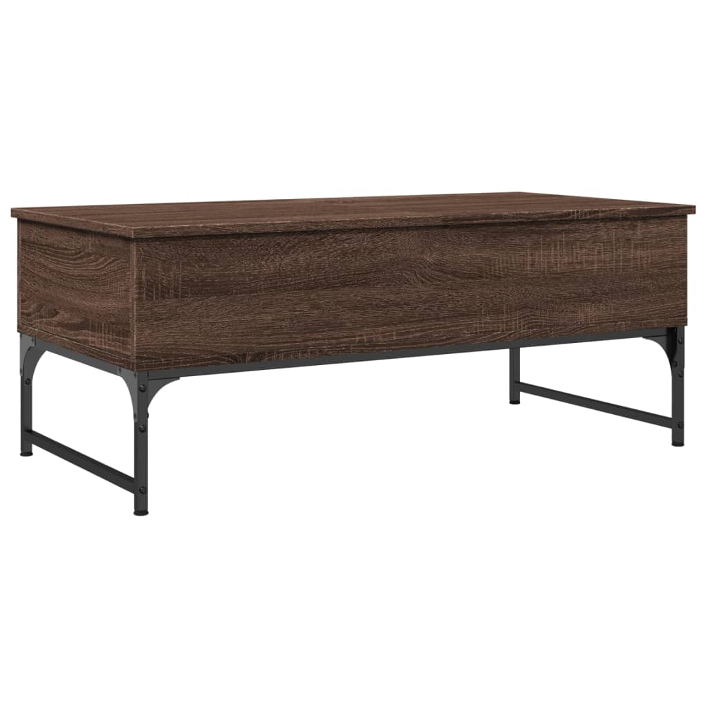 Coffee table brown oak 100x50x40cm engineered wood and metal