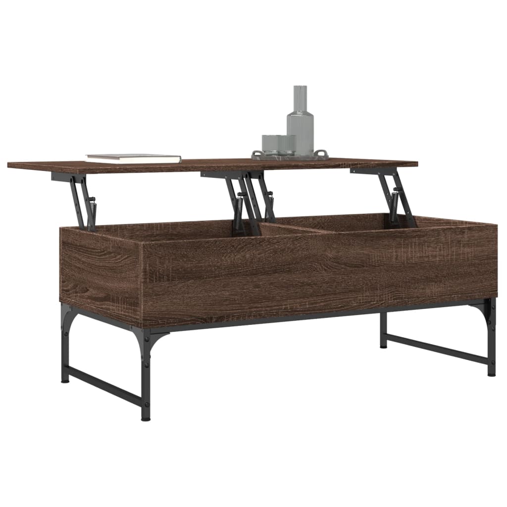 Coffee table brown oak 100x50x40cm engineered wood and metal