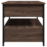 Coffee table brown oak 70x50x50 cm engineered wood and metal