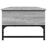 Sonoma grauer Couchtisch 100x50x35 cm aus Holzwerkstoff und Metall