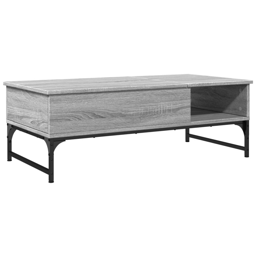 Sonoma grauer Couchtisch 100x50x35 cm aus Holzwerkstoff und Metall