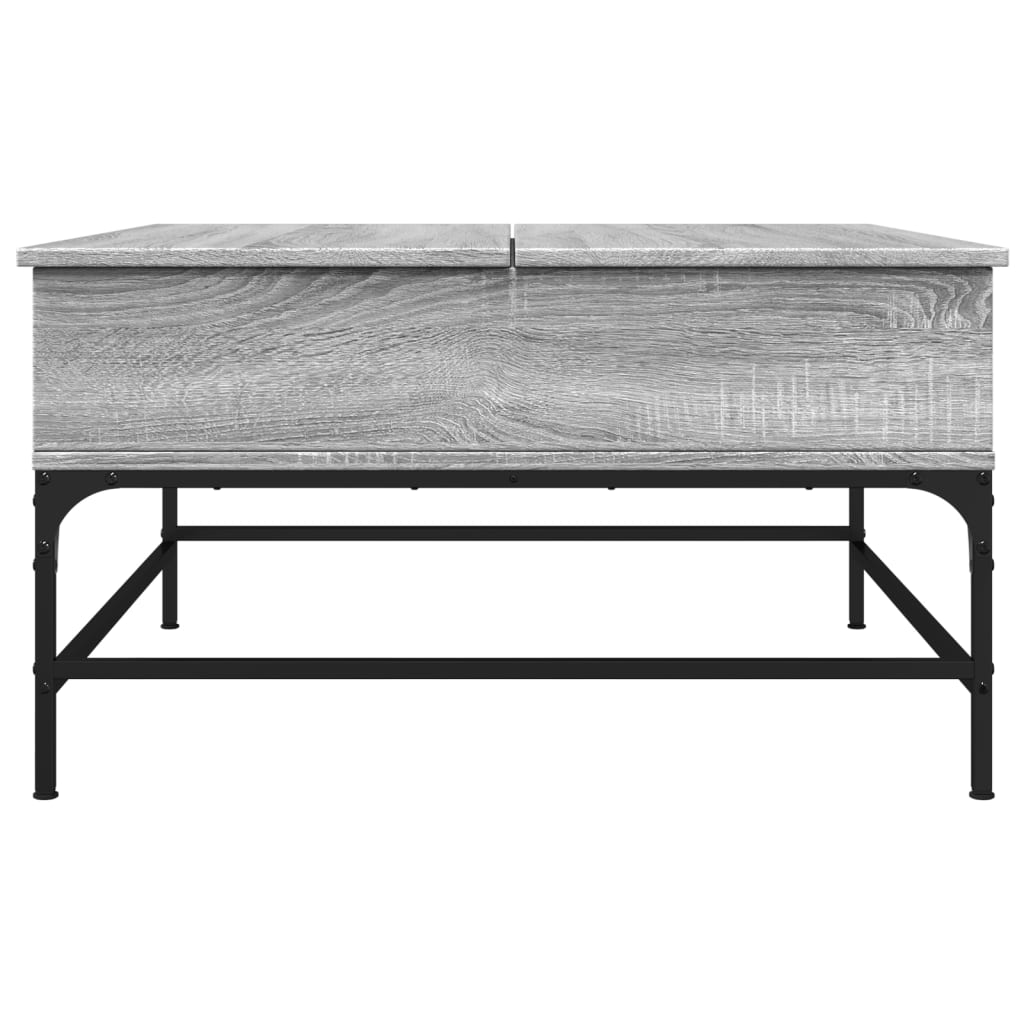 Sonoma grauer Couchtisch 80x80x45 cm aus Holzwerkstoff und Metall