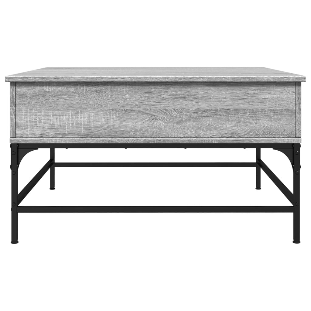 Sonoma grauer Couchtisch 80x80x45 cm aus Holzwerkstoff und Metall