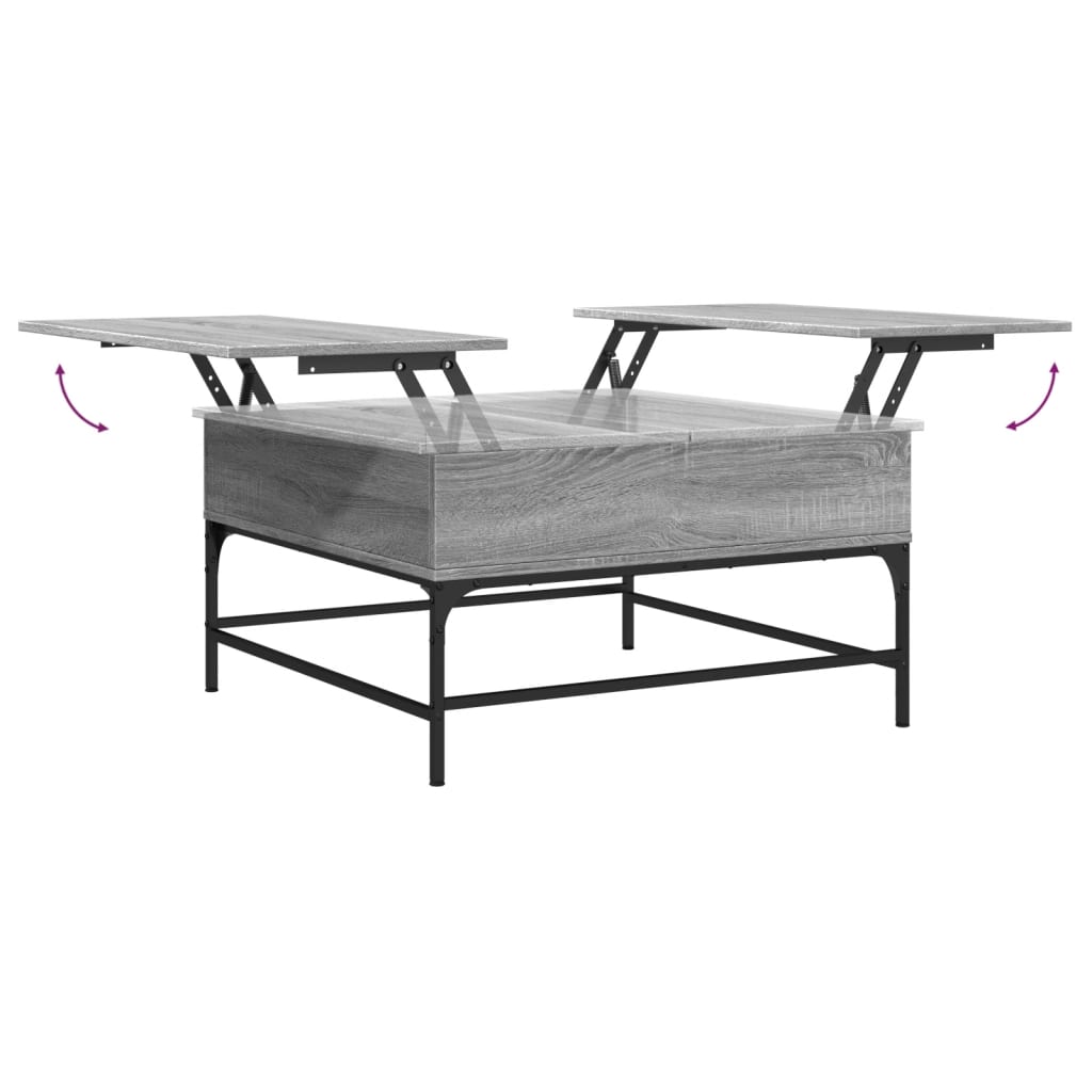 Sonoma grauer Couchtisch 80x80x45 cm aus Holzwerkstoff und Metall