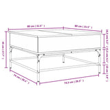 Sonoma grauer Couchtisch 80x80x45 cm aus Holzwerkstoff und Metall