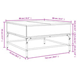 Couchtisch aus brauner Eiche, 80 x 80 x 45 cm, aus Holzwerkstoff und Metall