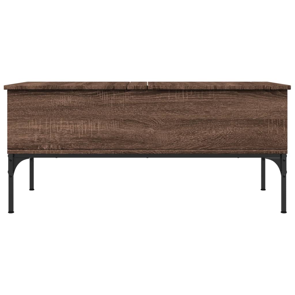 Table basse chêne marron 100x50x45cm bois d'ingénierie et métal