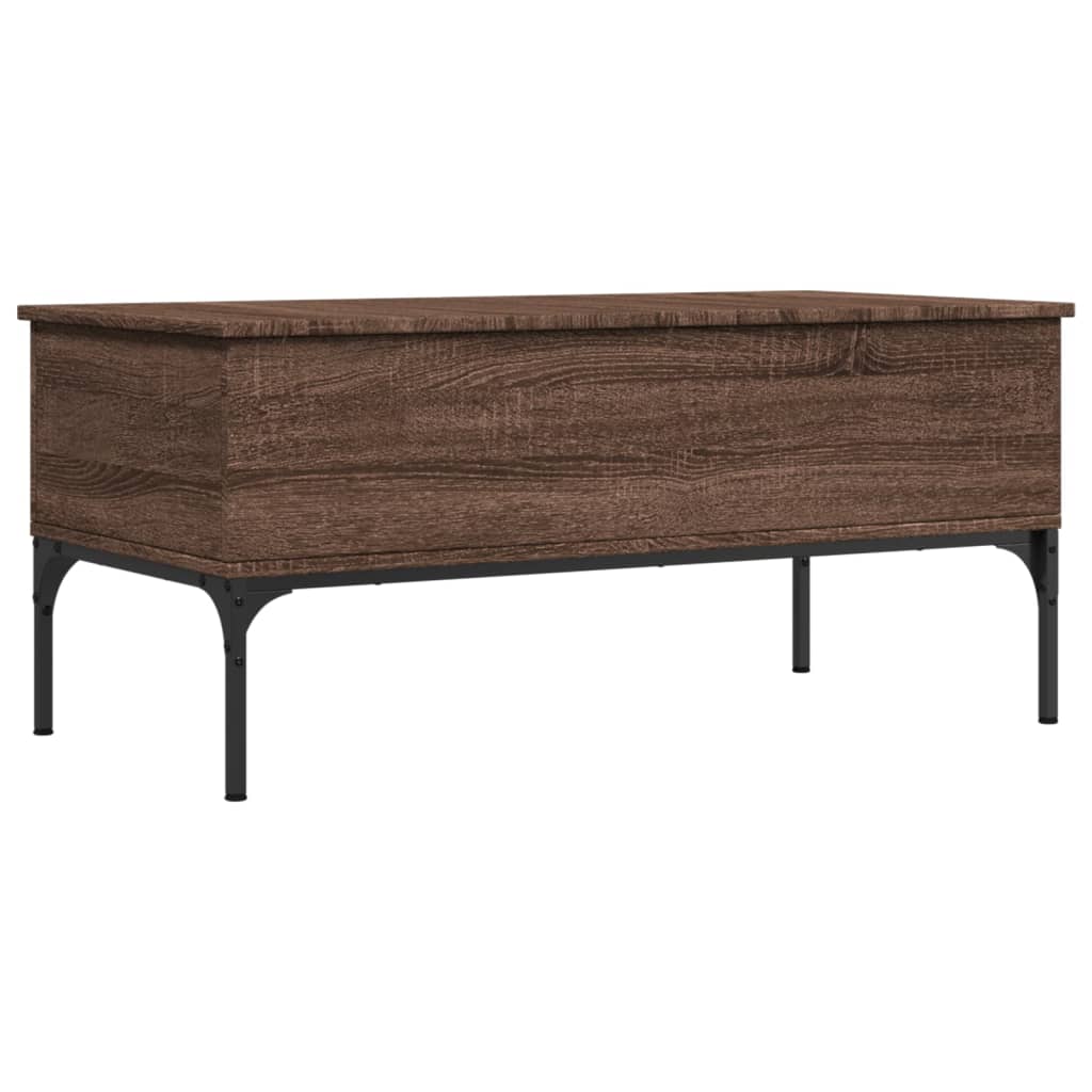 Table basse chêne marron 100x50x45cm bois d'ingénierie et métal