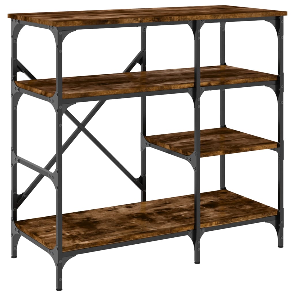 Smoked Oak Baker's Rack Engineered Wood and Metal