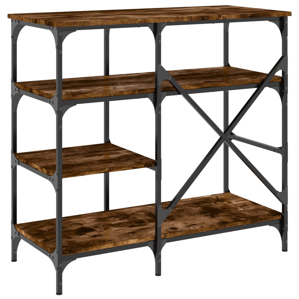 Smoked Oak Baker's Rack Engineered Wood and Metal