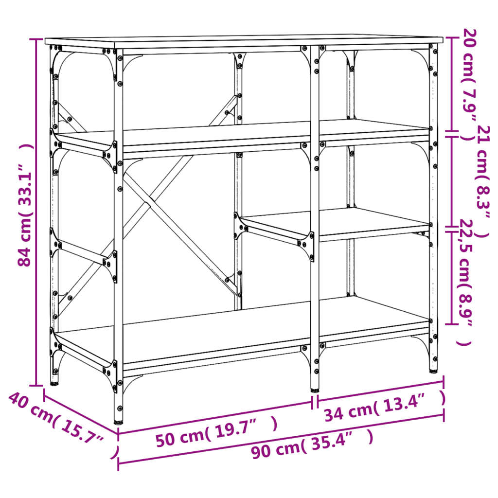 Smoked Oak Baker's Rack Engineered Wood and Metal