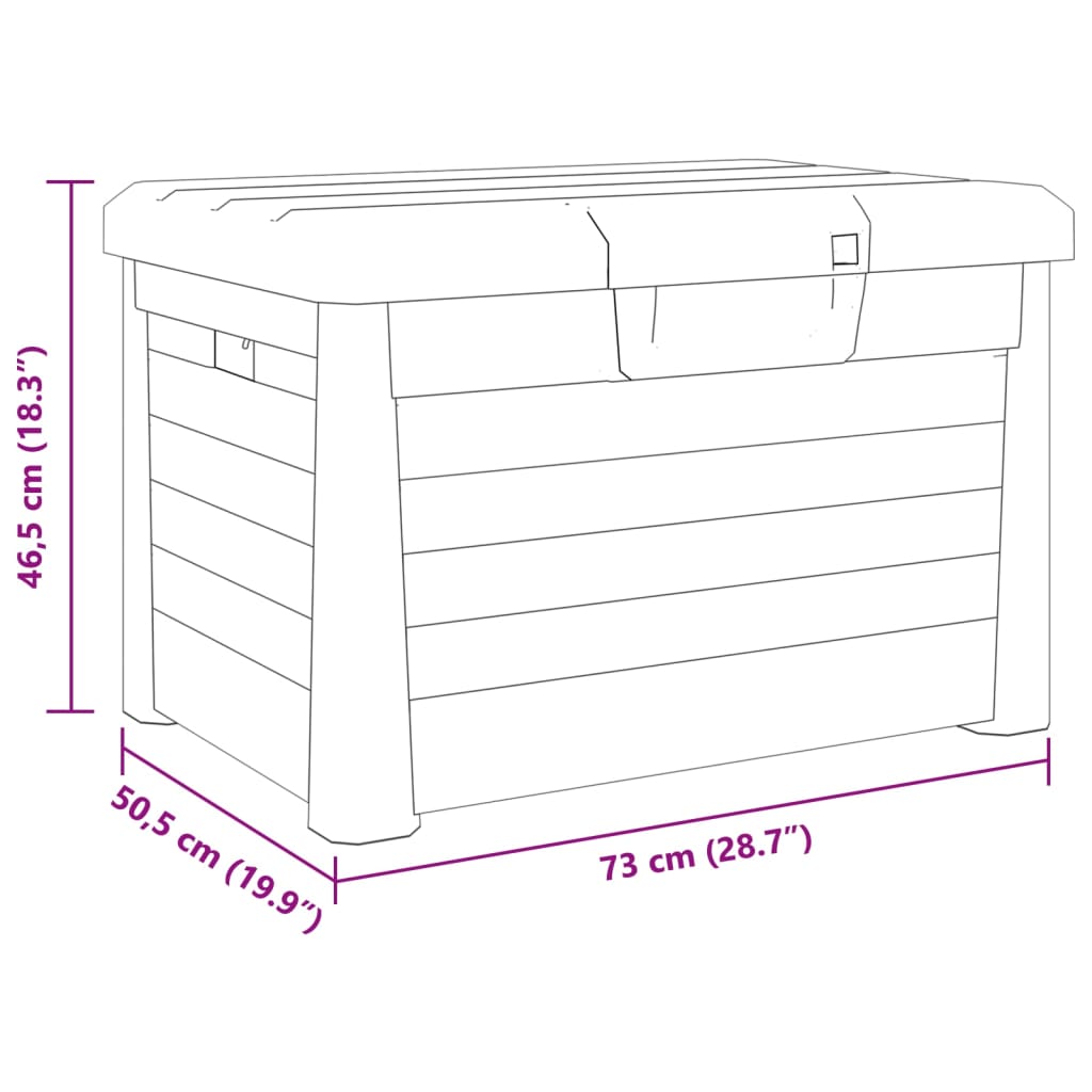 Graue Kissenbox für den Außenbereich, 73 x 50,5 x 46,5 cm, Polypropylen