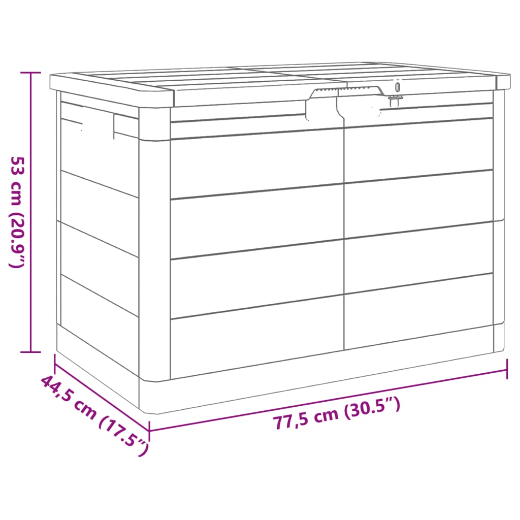 Boîte à coussins d'extérieur brun 77,5x44,5x53 cm polypropylène