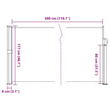 Black retractable side awning 117x300 cm