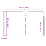 White retractable side awning 117x300 cm