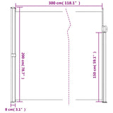 Retractable side awning cream 200x300 cm