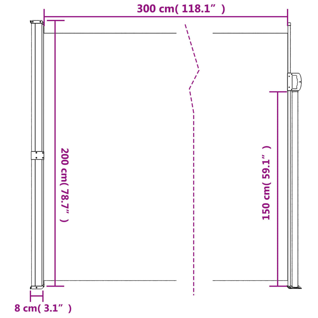 Auvent latéral rétractable rouge 200x300 cm