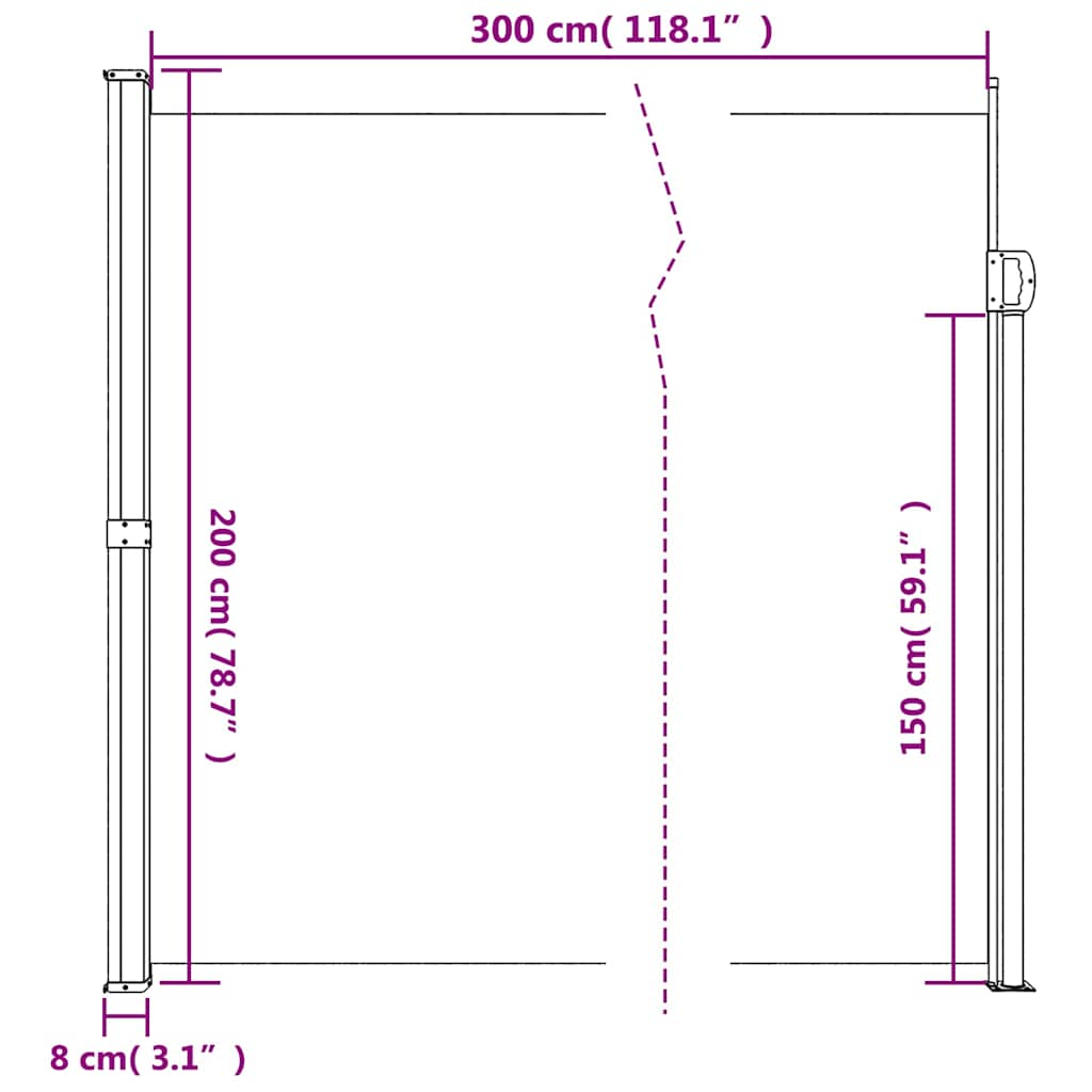 Auvent latéral rétractable anthracite 200x300 cm