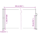 Red retractable side awning 100x500 cm