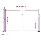 Retractable side awning terracotta 140x500 cm