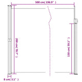 Retractable side awning cream 200x500 cm