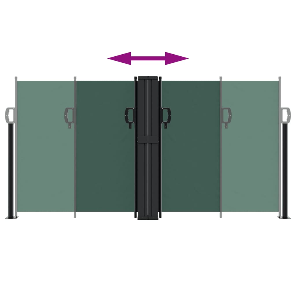 Dark green retractable side awning 120x600 cm