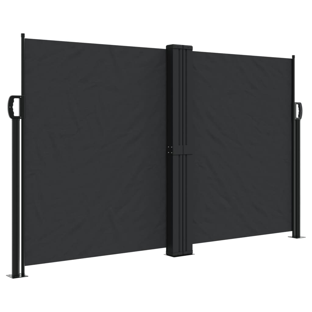 Black retractable side awning 140x600 cm